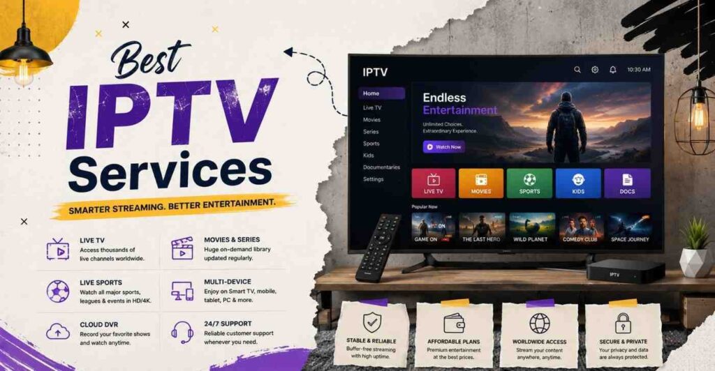Stream seamlessly on Smart TVs, phones, tablets, and PCs using the Best IPTV Services today.