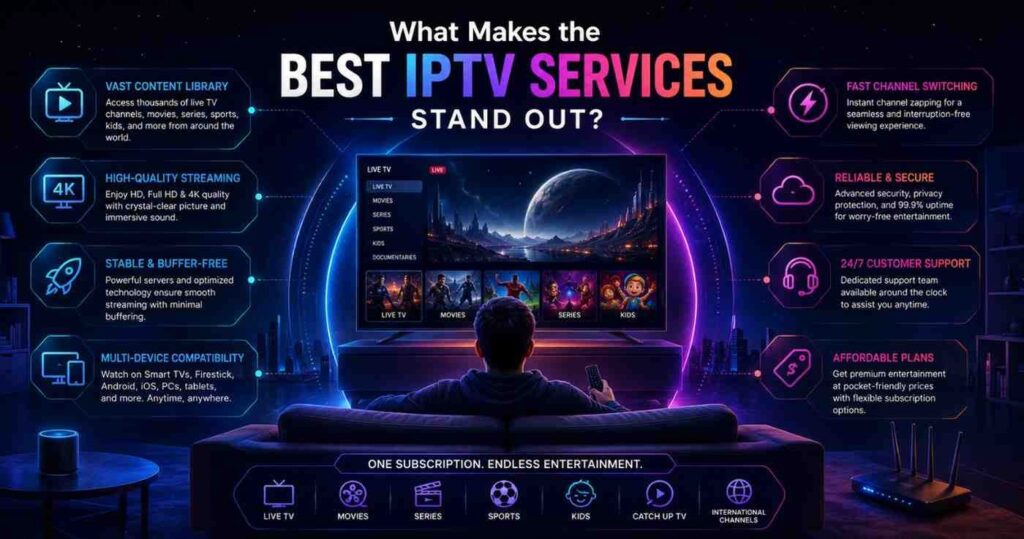 Find affordable Best IPTV Services with HD streaming, multi-device support, and large VOD libraries.
