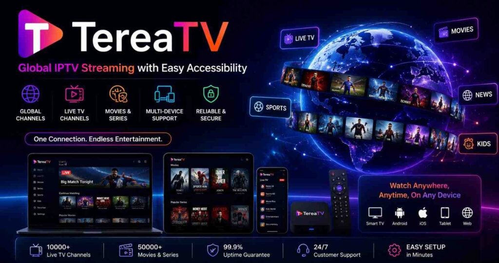 Enjoy sharper visuals and smoother playback with 4K IPTV. Watch live sports, TV channels, and movies without compromising quality.